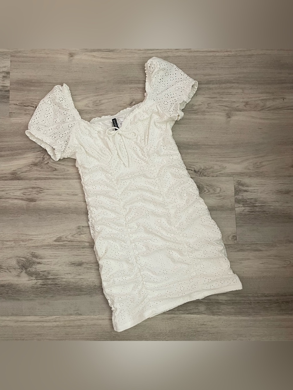 H&M DIVIDED Eyelet Ruched Bodycon Minidress NWOT